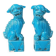 Pair of blue Fô dogs - glazed ceramic - Chinese blue - Mid 20th century