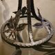 art nouveau wrought iron lamp and tulip molded opaque glass 28x15