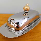 Silver metal butter dish