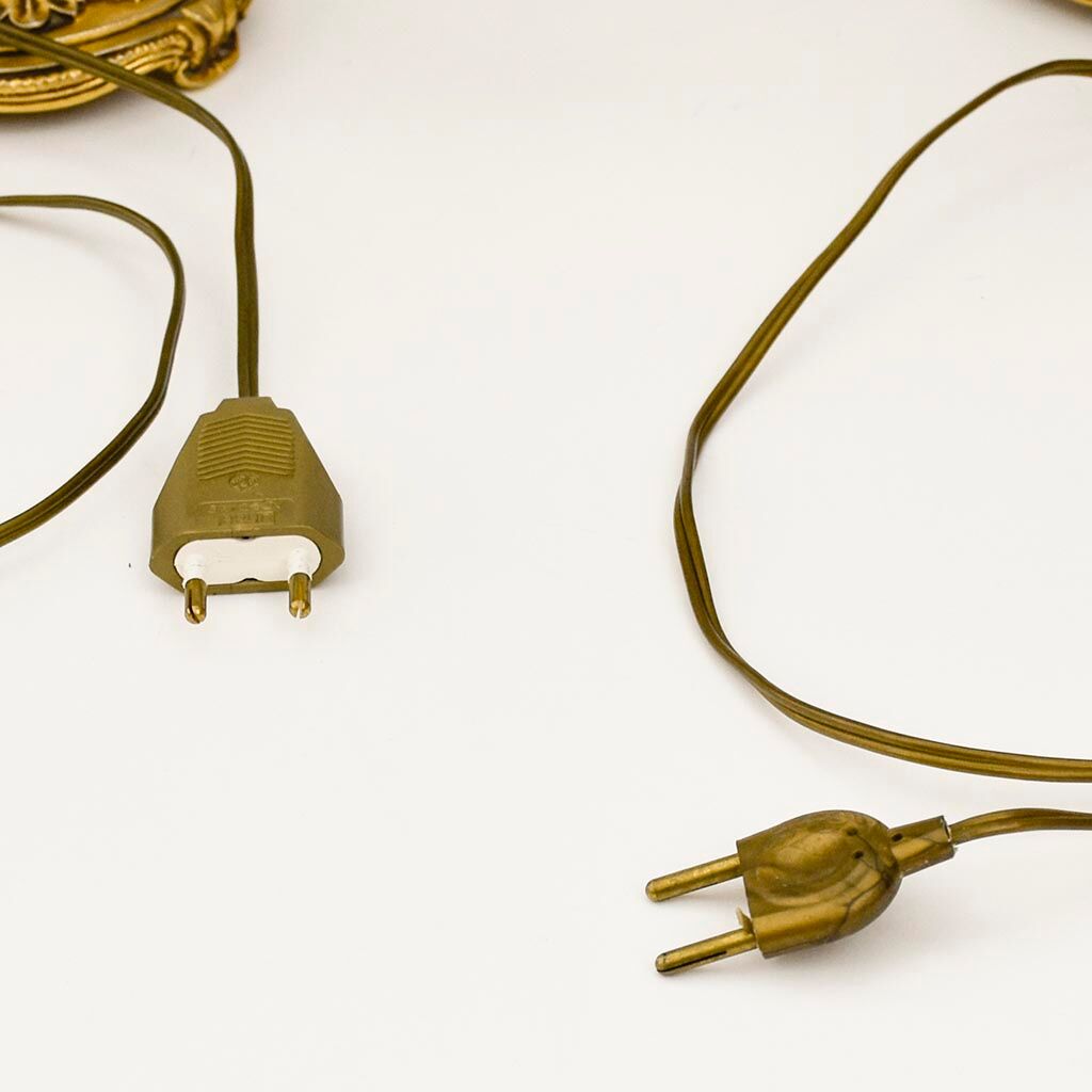 Pair of table lamps to lay vintage gold bronze old