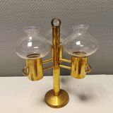 Bougeoir en laiton avec abat-jour en verre translucide fabriqué par Norway Candle Design années 1960