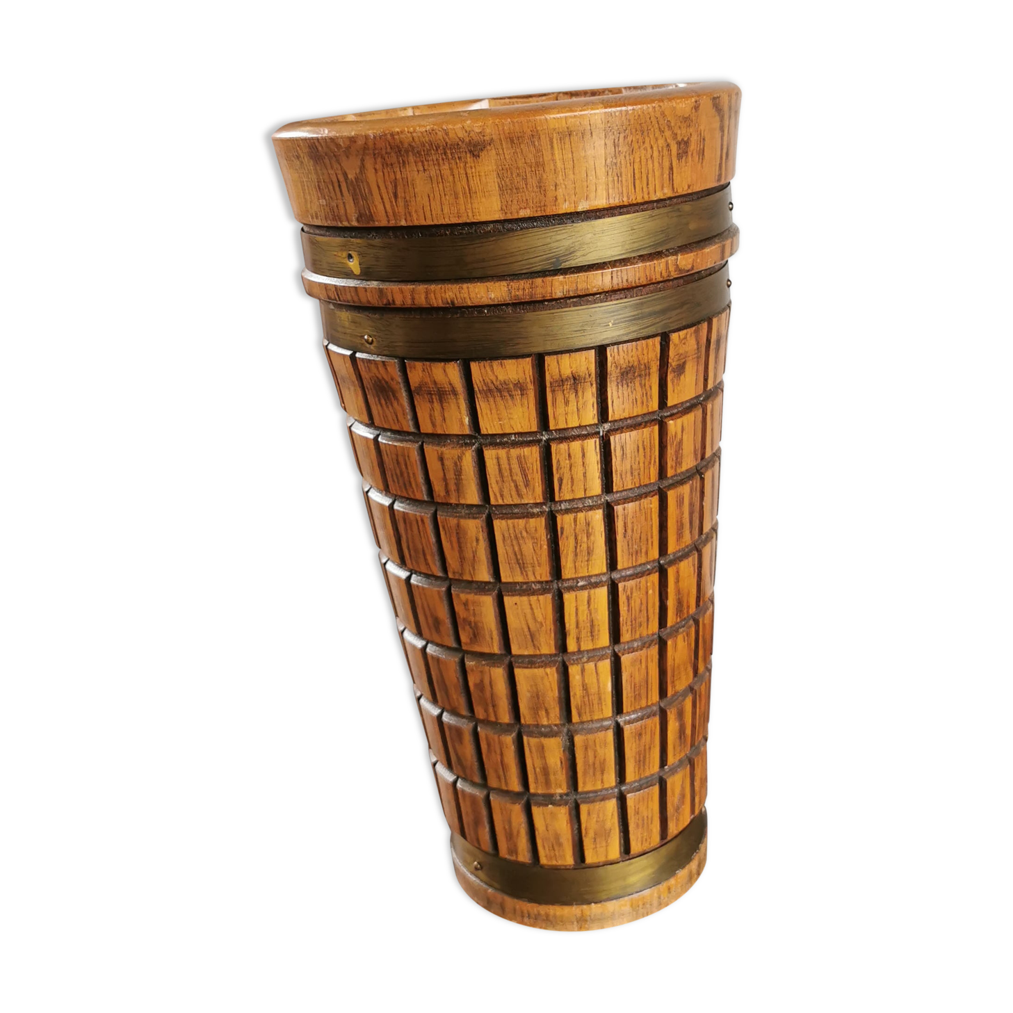 Vintage wooden umbrella stand, '70s