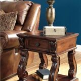 Traditional Handmade Square Coffee Table, 1 Storage Drawer, Solid Walnut