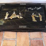 Ancienne table basse rectangulaire asiatique escamotable