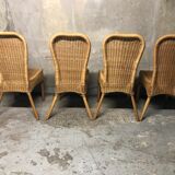 Set of 4 chairs rattan and wicker signed HH