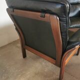Paire de fauteuils Scala en cuir noir