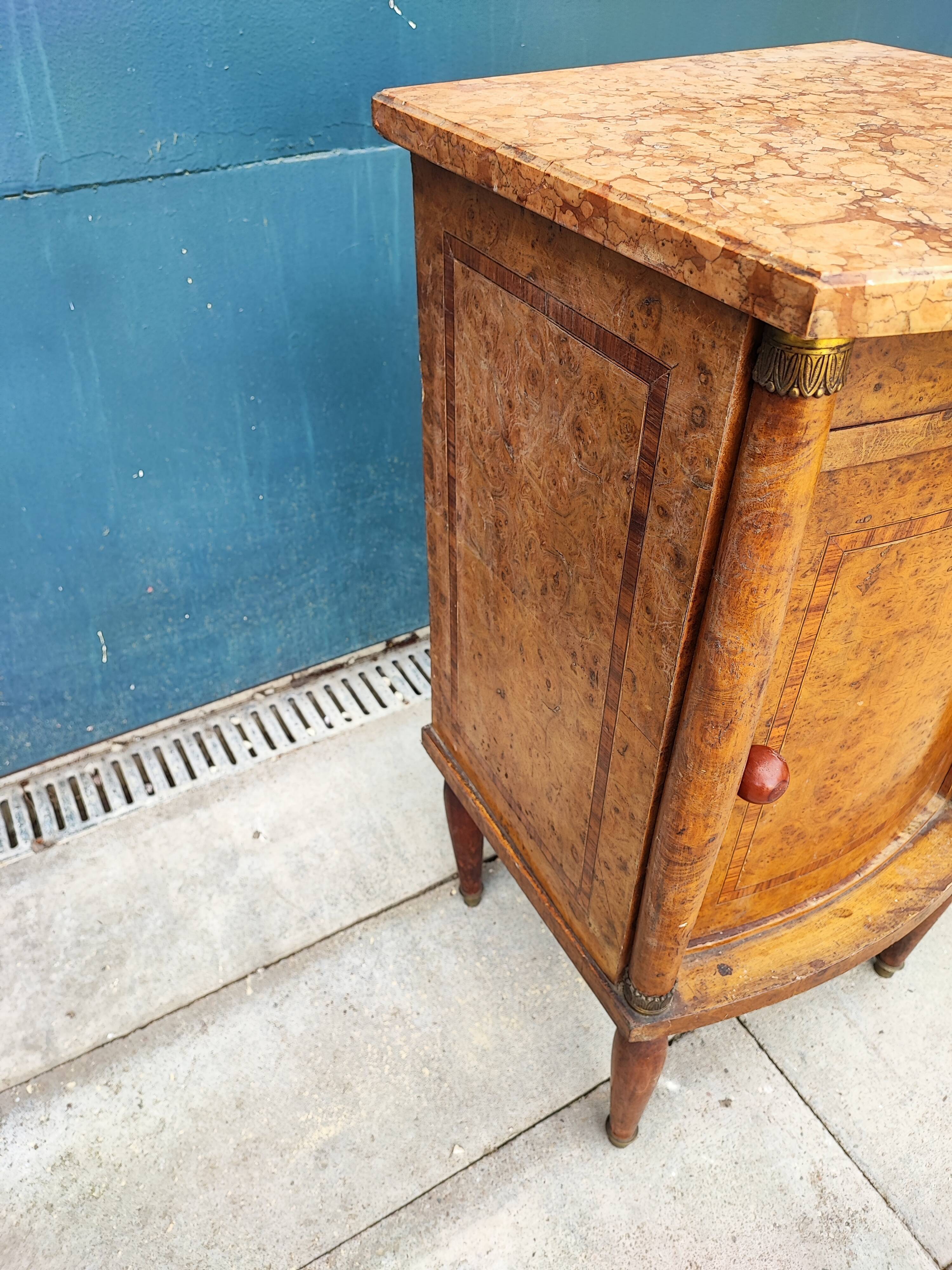 Empire style bedside table marble top