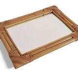 1960s Mid-Century Bamboo & Rattan Mirror in French Riviera Style