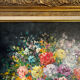 Framed bouquet of flowers, oil on canvas signed R Mogisse.