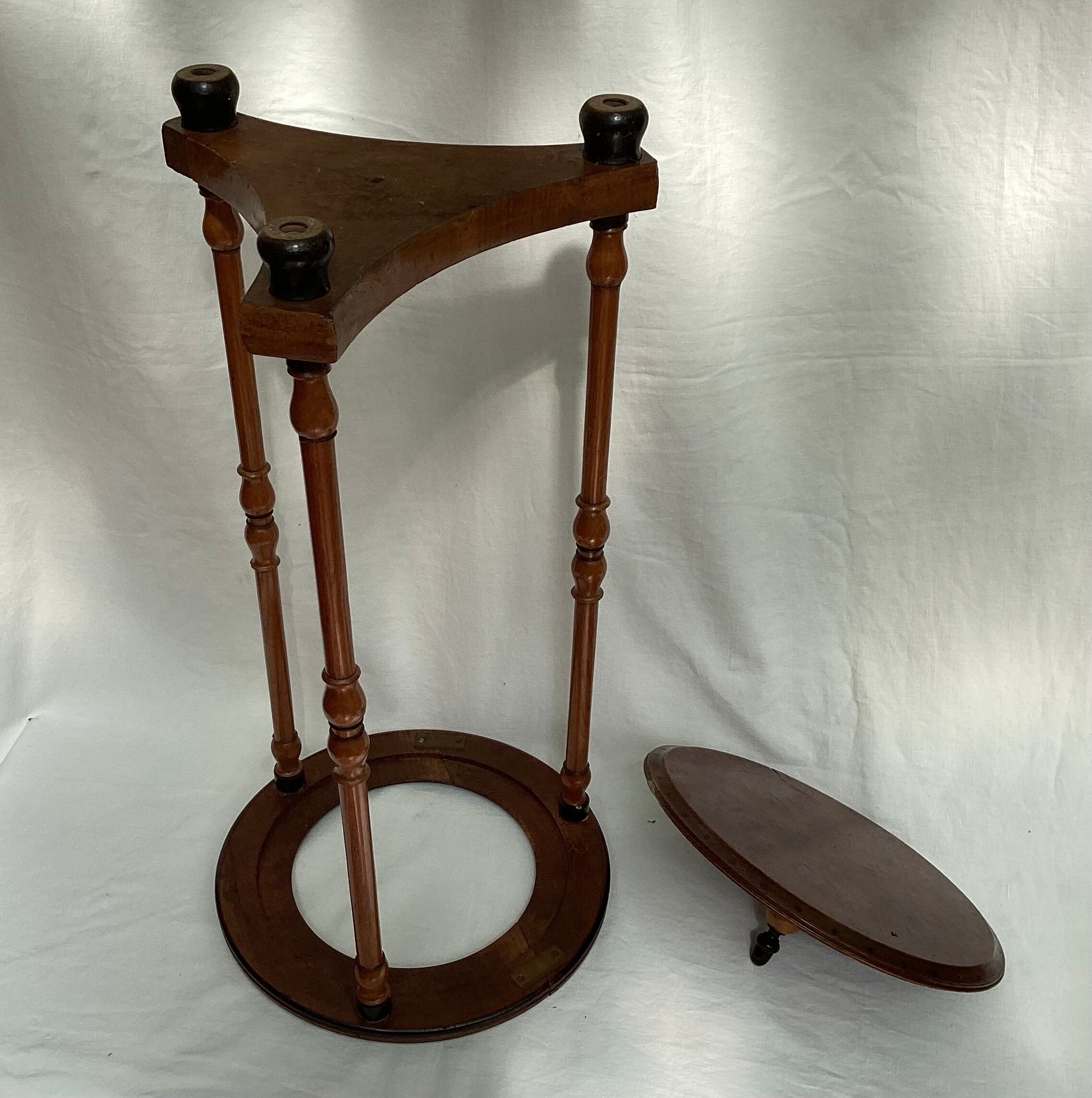 Wooden side table with three legs vintage
