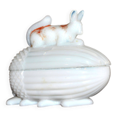 VALLERYSTHAL Squirrel sugar bowl in white opaline 1910