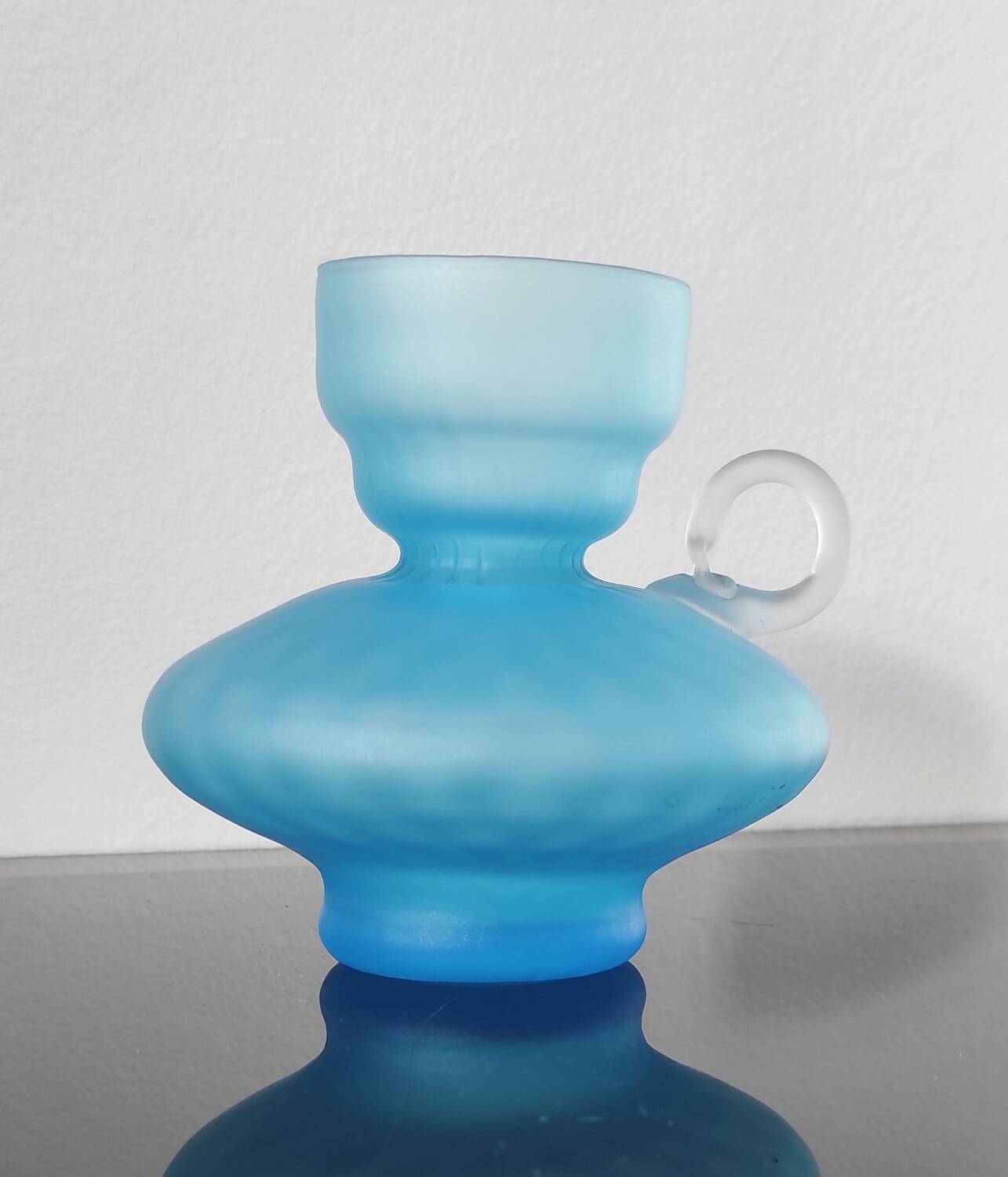 Vintage frosted glass candlestick - 60s 70s design