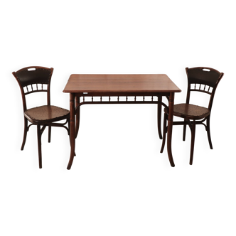 Ensemble table et chaises art nouveau bois courbé luterma
