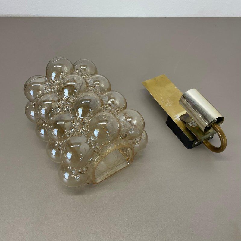 Amber vintage glass wall lamp by Helena Tynell for Glashütte Limburg, 1970s