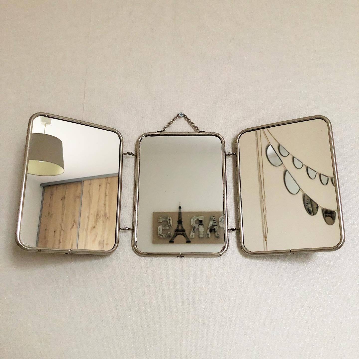 Vintage Triptych Barber Mirror