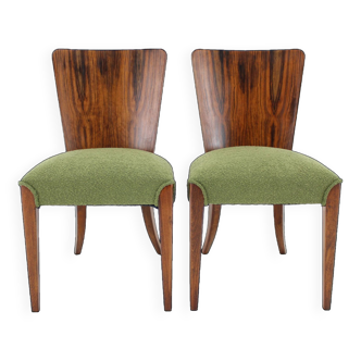 1950s Pair of Jindrich Halabala Restored Side Chairs H-214 for UP Závody ,Czechoslovakia