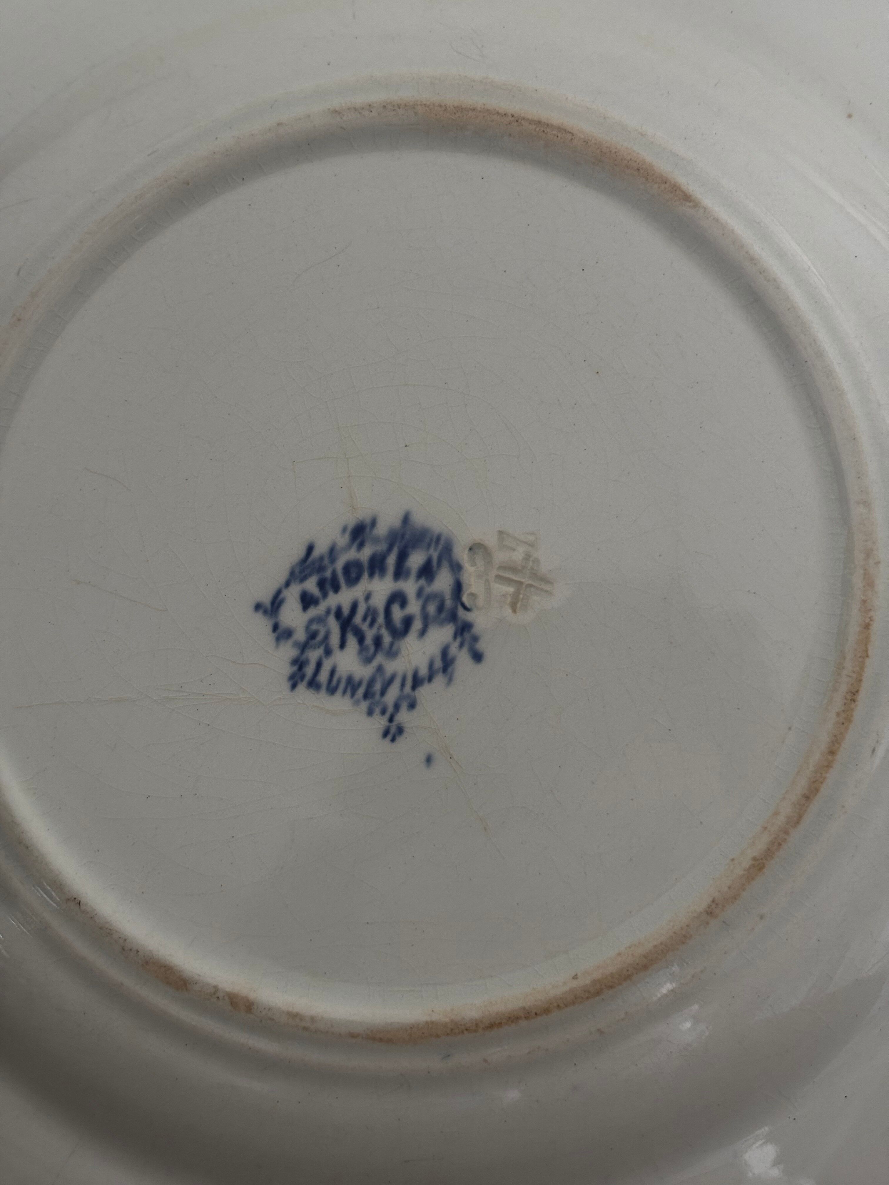 Old flat plate KG Luneville Blue Flowers