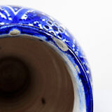 Large Moroccan vase/jar from Fès, handcrafted ceramic Khabia, 19th-20th century, cobalt.