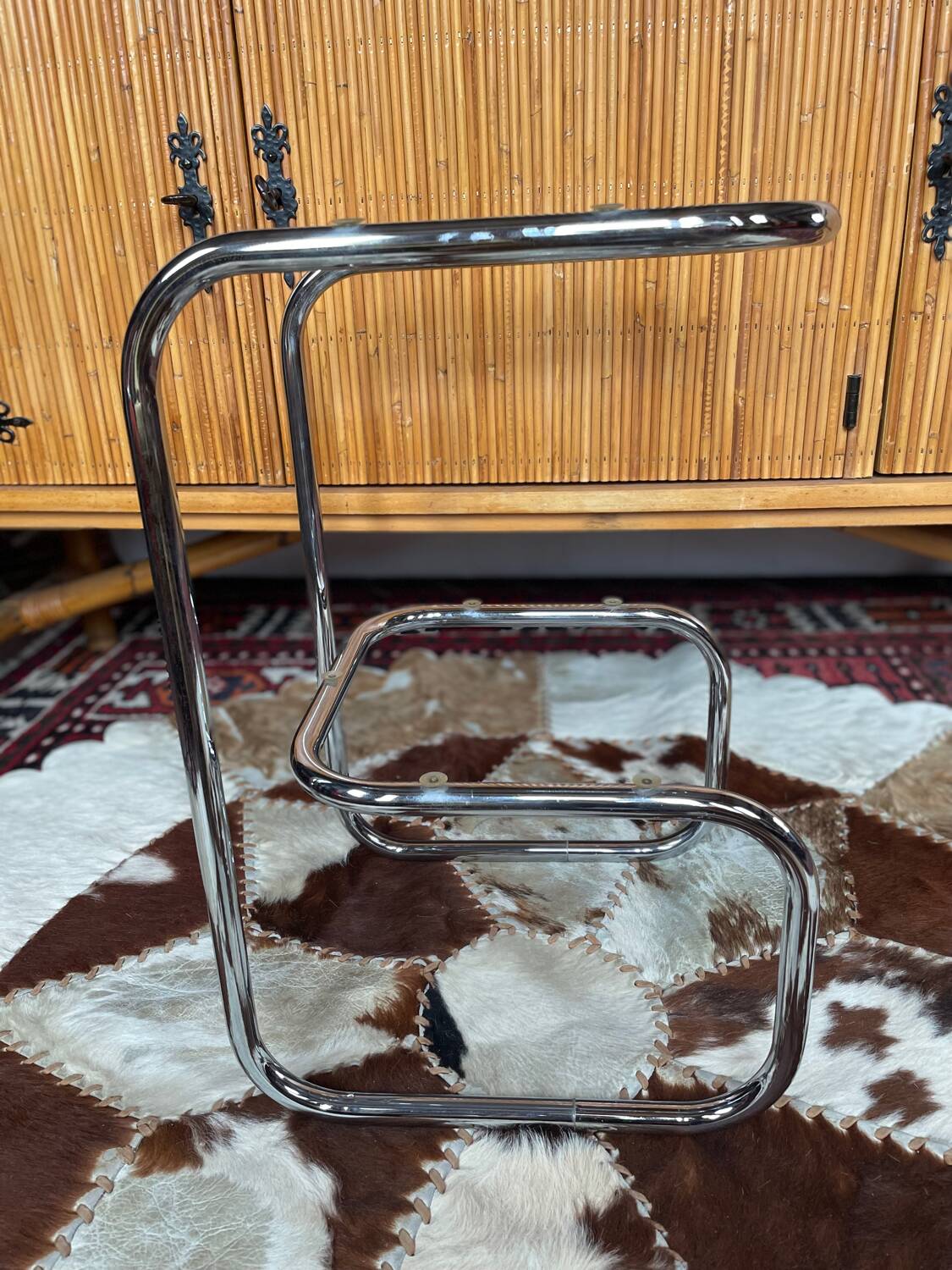 Chrome and smoked glass side table 1970