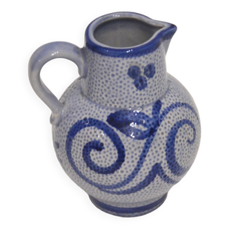 Blue ceramic pitcher