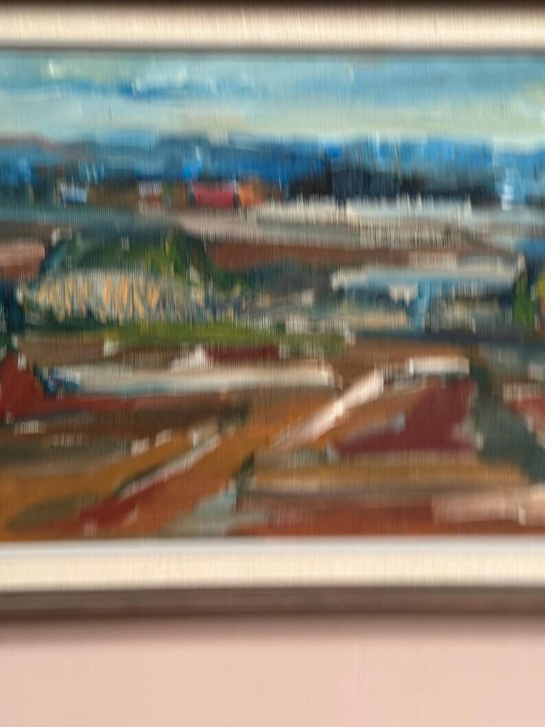 Original Swedish Oil on Canvas – “Landscape” by Jerzy Luczak‑Szewczyk (1923–1975)