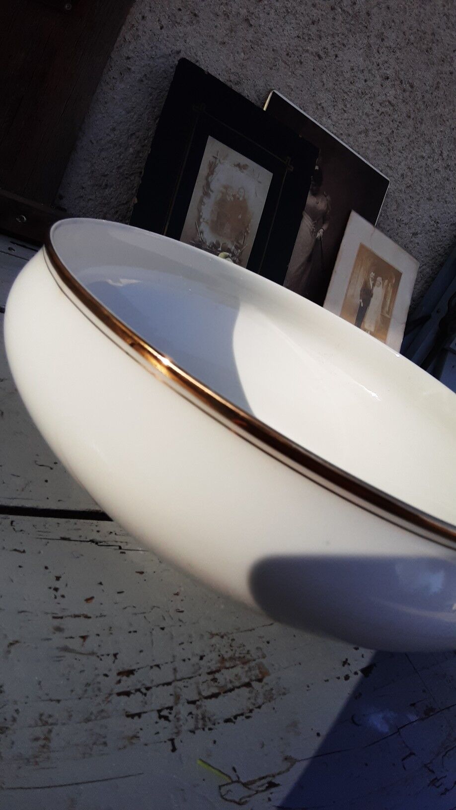 old white and gold LIMOGES porcelain fruit-saladier-plate cup