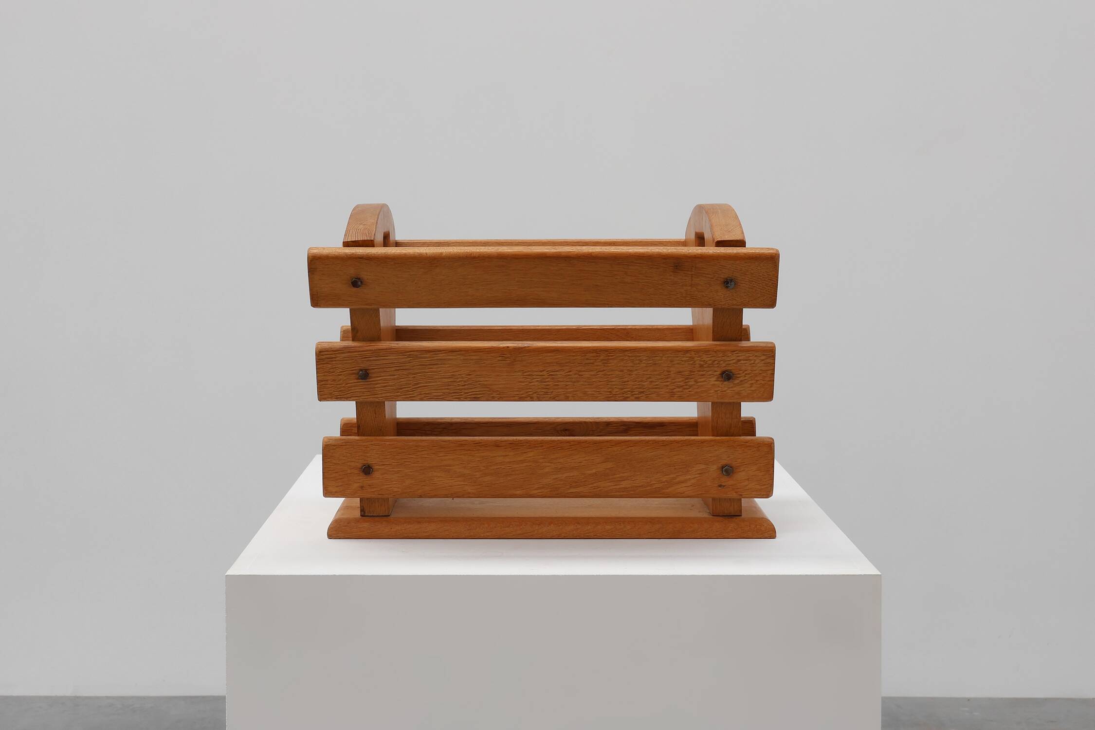 Mid-century Magazine Rack in full oak, France 1960s