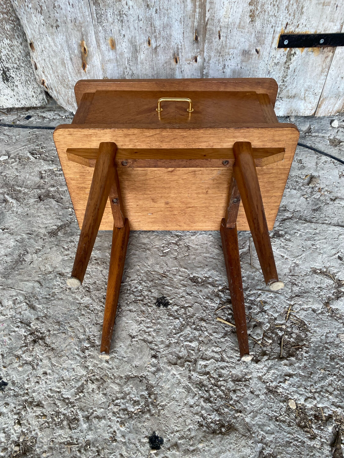 Chevet Table Nuit Bois Case avec Porte Années 60 Vintage #D506