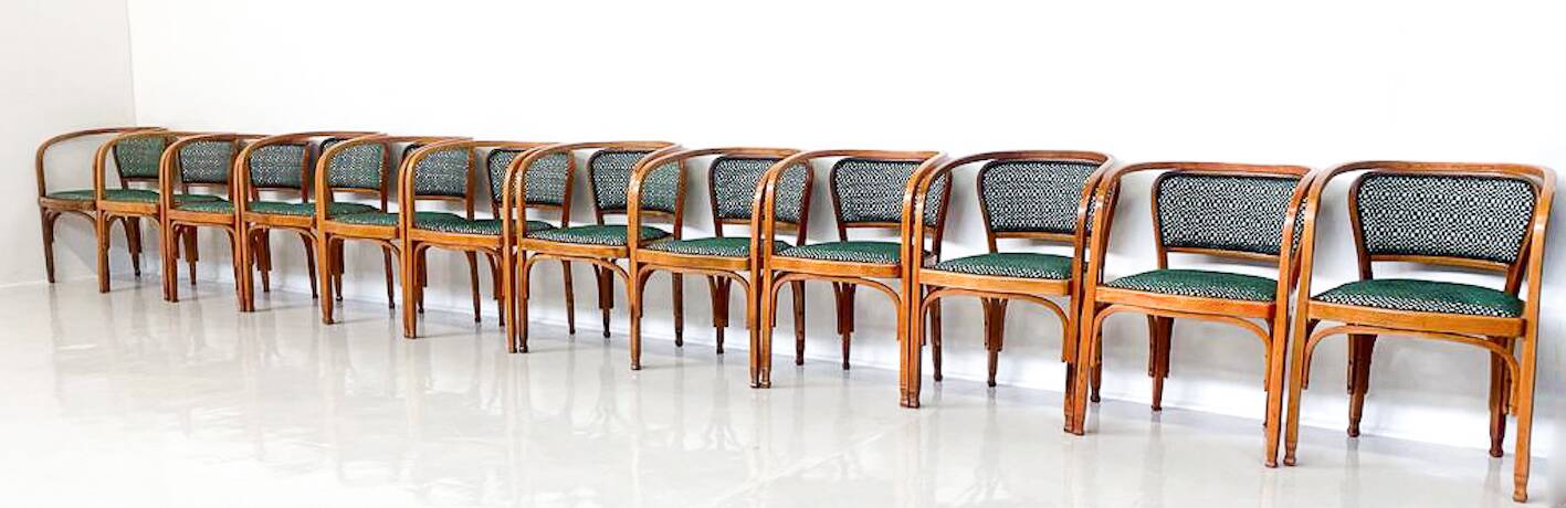 Armchair No. 715 Gustav Siegel for Kohn, Fabric and Wood, Austria, 1900s - New Upholstery