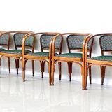 Armchair No. 715 Gustav Siegel for Kohn, Fabric and Wood, Austria, 1900s - New Upholstery