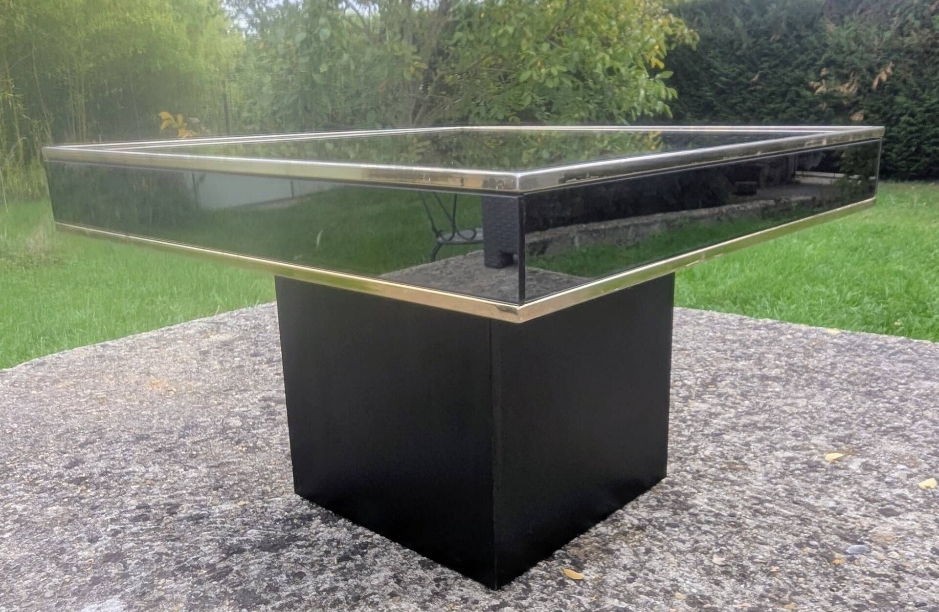 Vintage square coffee table cidue – italy, 1970 (willy rizzo style)