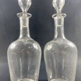 Paire de carafes en cristal XIXe pour cave à liqueur