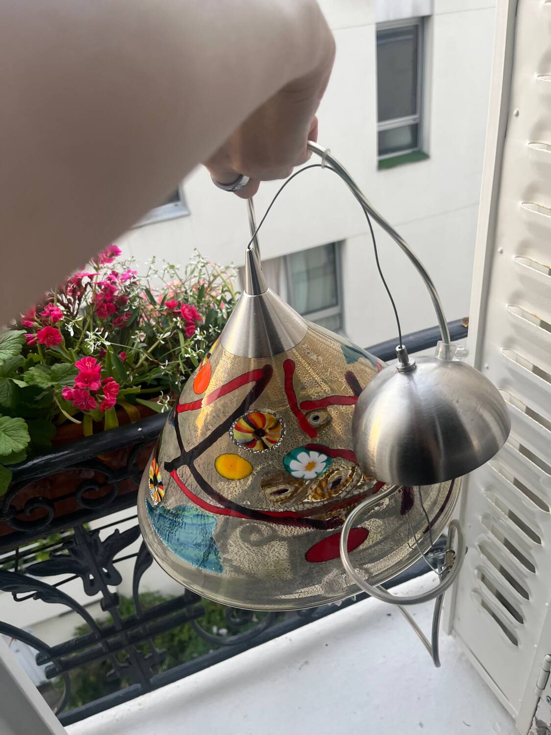 Vintage Murano glass conical pendant light
