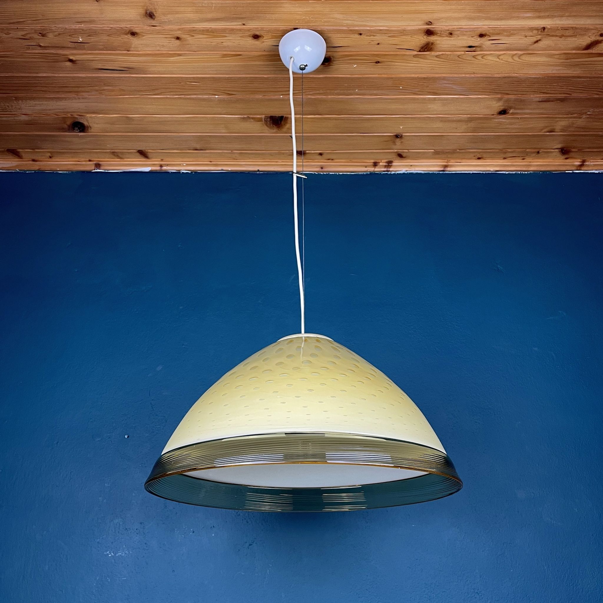 Yellow murano glass pendant lamp Vetri Murano Venezia Italy 1970s