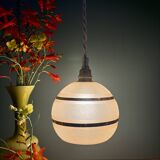 Vintage globe pendant light in yellow and gold granite glass