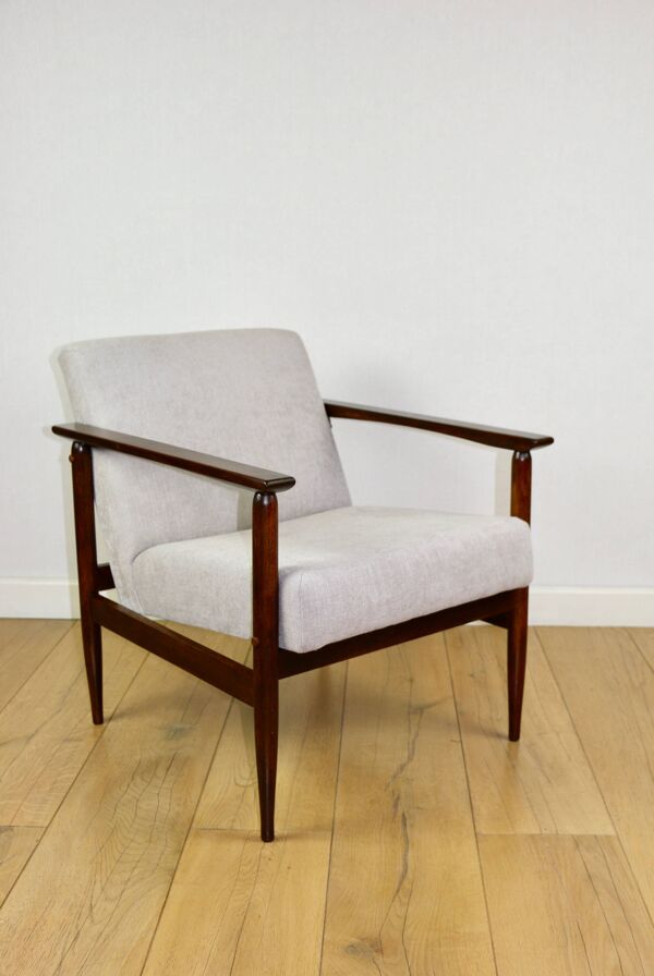 Fauteuil vintage Loft années 1970 marron clair - gris clair