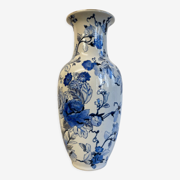 Chinese vase white and blue flower motifs