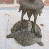 Antique Art Nouveau display stand in bronze and porcelain