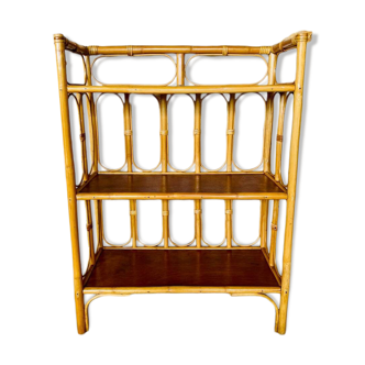 Etagère en bambou et rotin à 3 niveaux, circa 1960