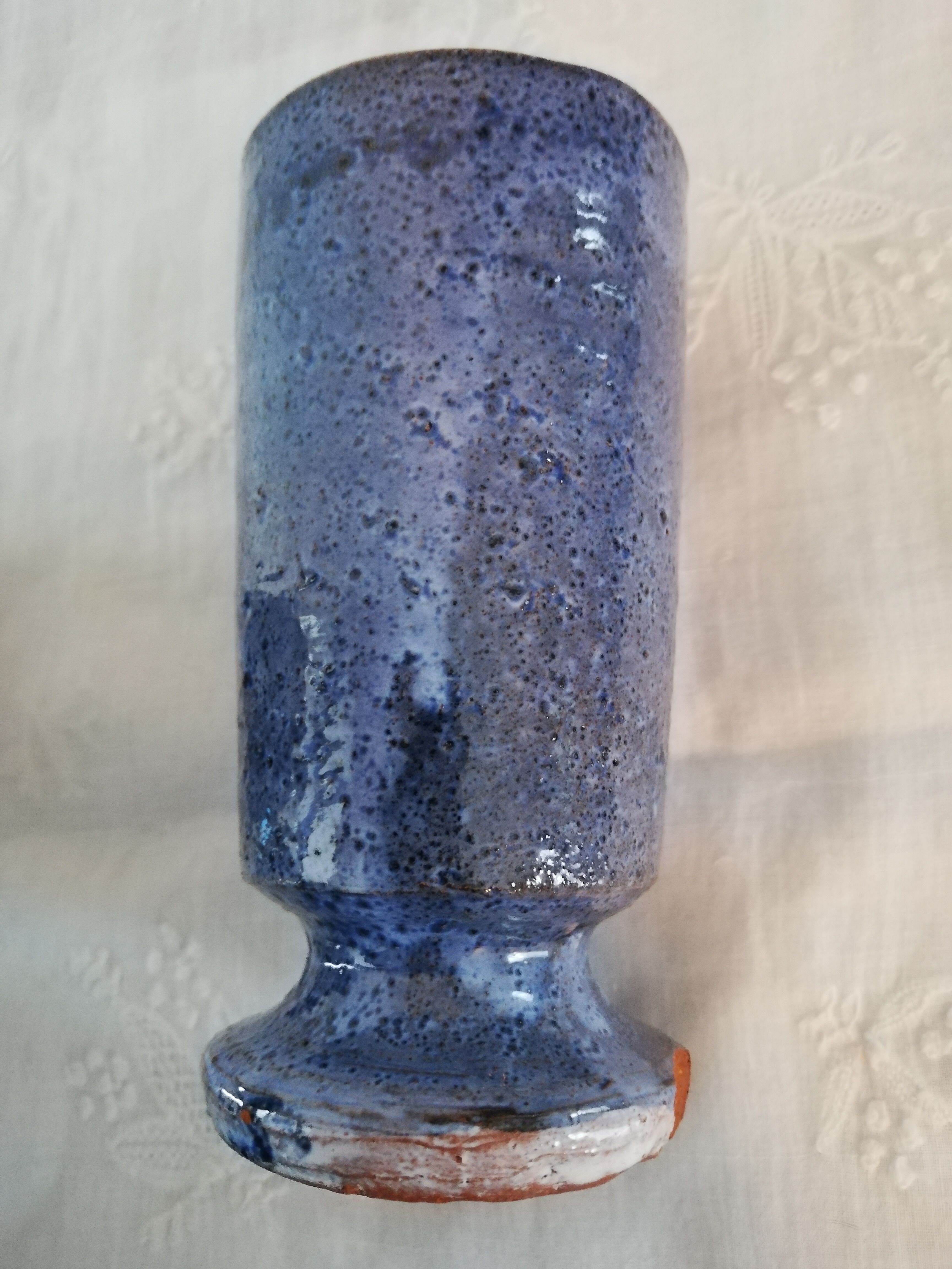 Set of 5 blue mazagrans in glazed stoneware