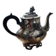 Teapot and sugar bowl in silver-plated metal.