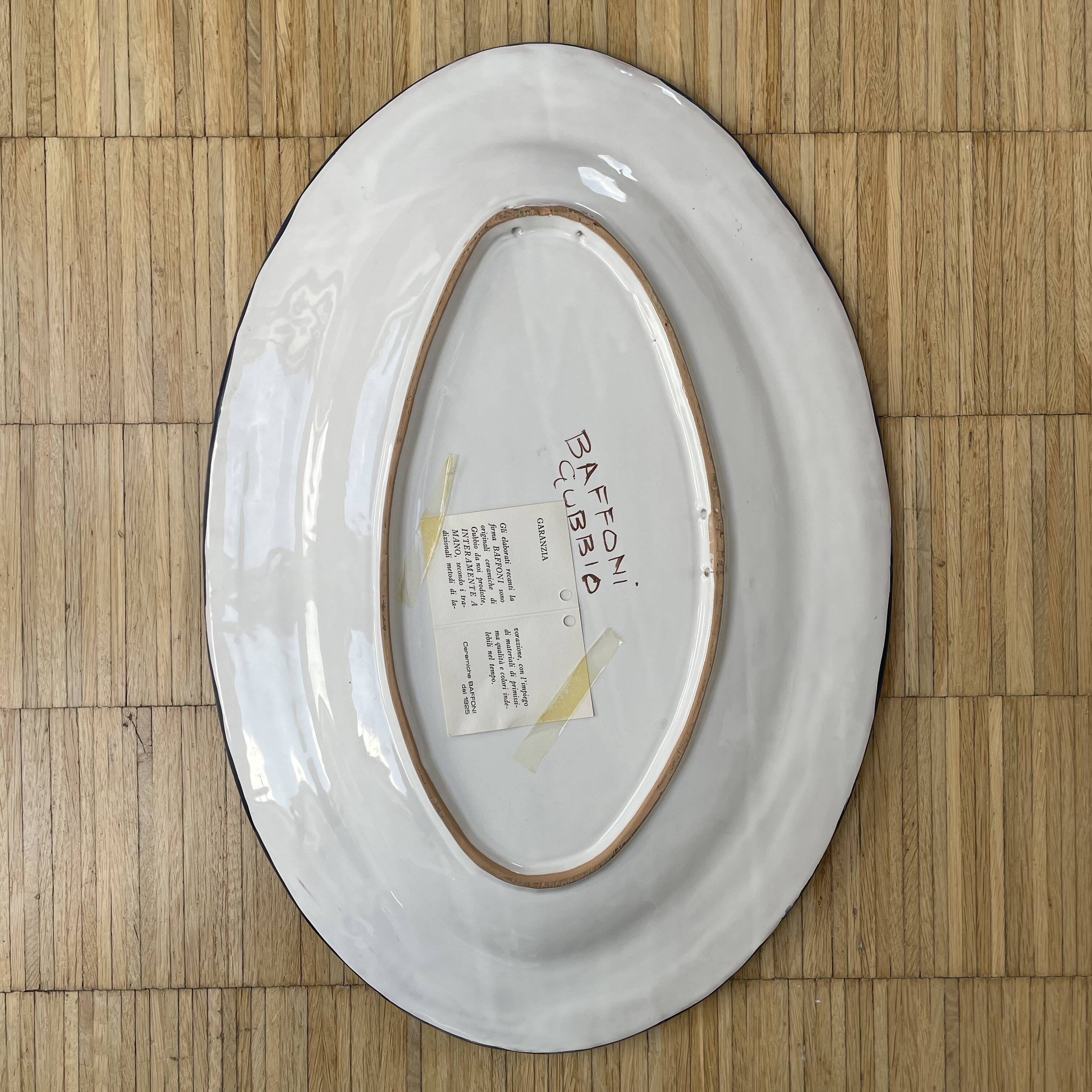 Grand plat décoratif de Baffoni Gubbio Italie