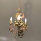 Italian Tole Ceramic Flower Chandelier, 1960s