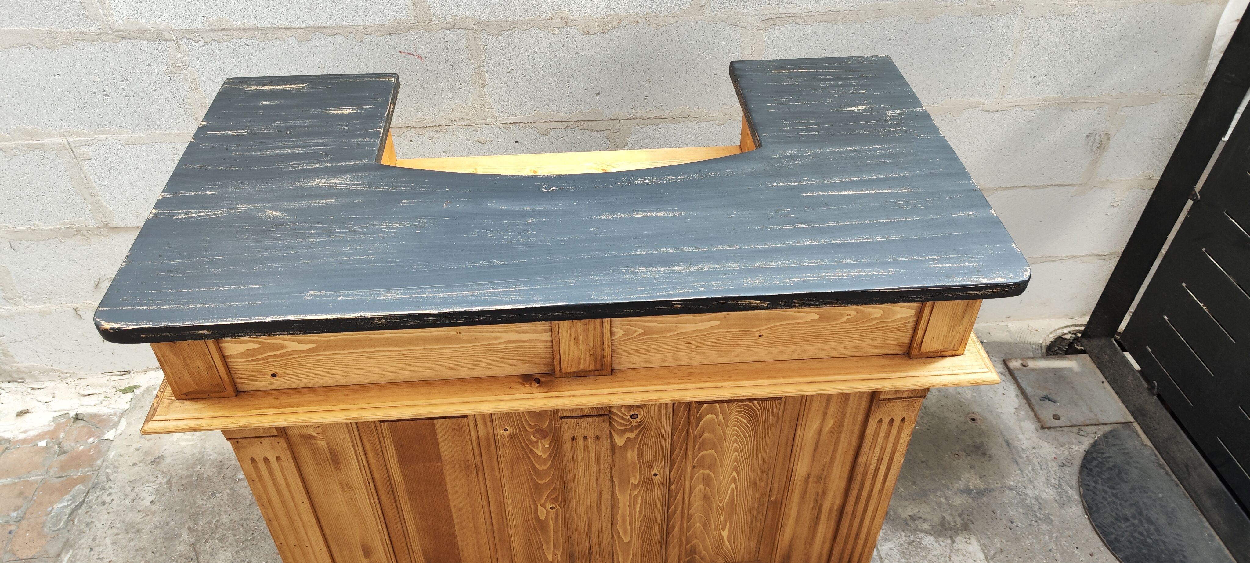 Waxed pine counter bar crate furniture trade
