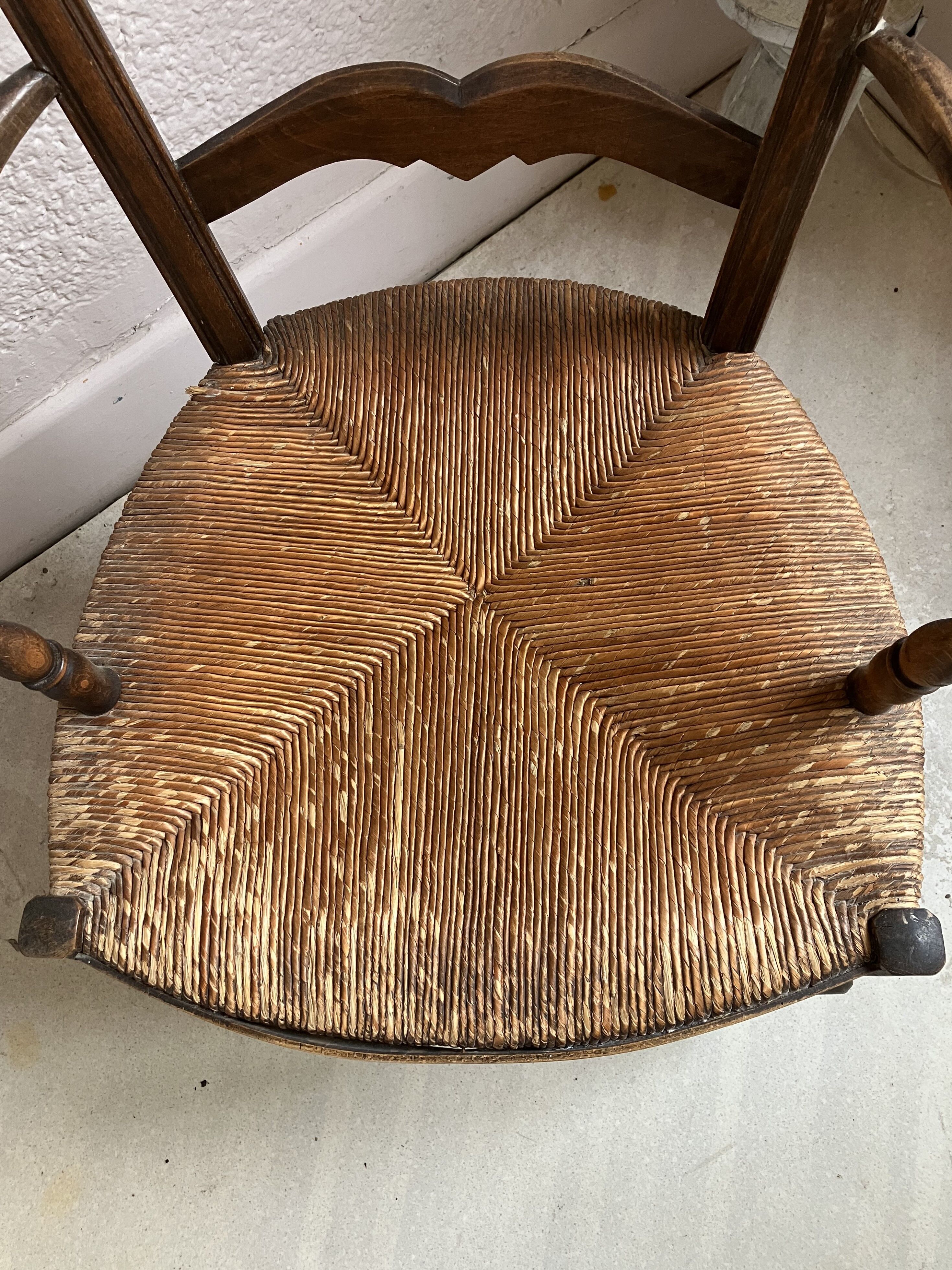 Armchair country paillé XIXth