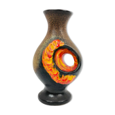 Vase vintage Walter Gerhards en fat lave orange et brune, 1960