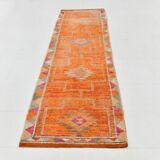 3x10 Burnt Orange Turkish Handmade Wool Runner Rug, 85x318 Cm
