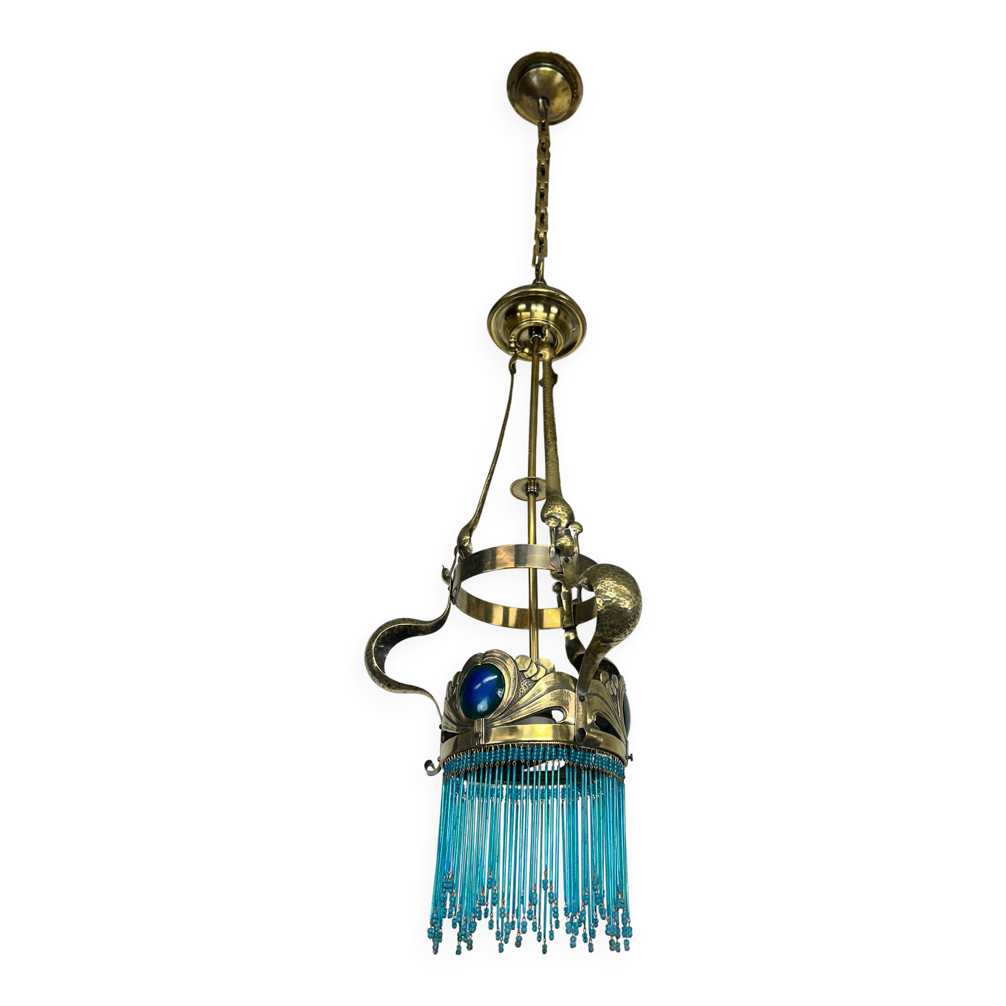 Brass Jugendstil chandelier by Koloman Moser