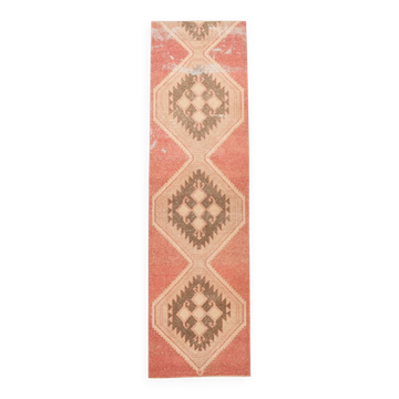 3x11 Vintage Runner Rug, Peach Color Rug, Vintage Runner Rug, 91x328Cm