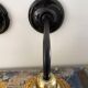 Pair of vintage sconces in electrified golden glass to nine